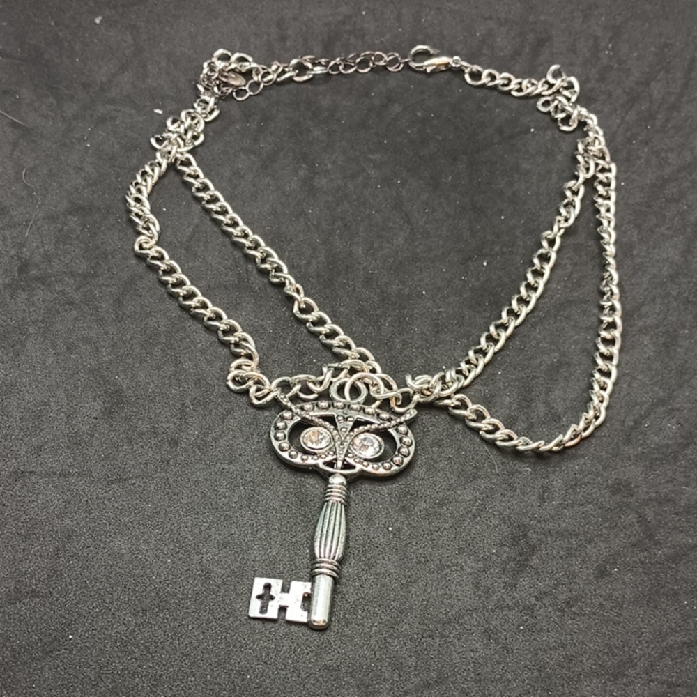 Hand Crafted Silver Owl Key Necklace